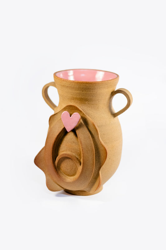 brown & pink vulva vase